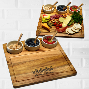 Acacia Charcuterie Board with Serving Bowls 